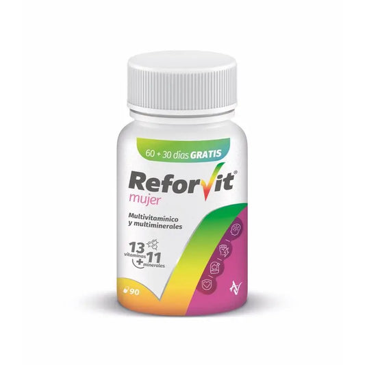 Reforvit Supplément alimentaire quotidien pour un renforcement quotidien, adapté à l'âge et au sexe des femmes Format d'épargne, 90 gélules