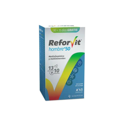 Reforvit Supplément Alimentaire Quotidien Pour Renforcement Journalier, Adapté aux Besoins de l'Age et du Sexe Hommes 50+, 45 gélules