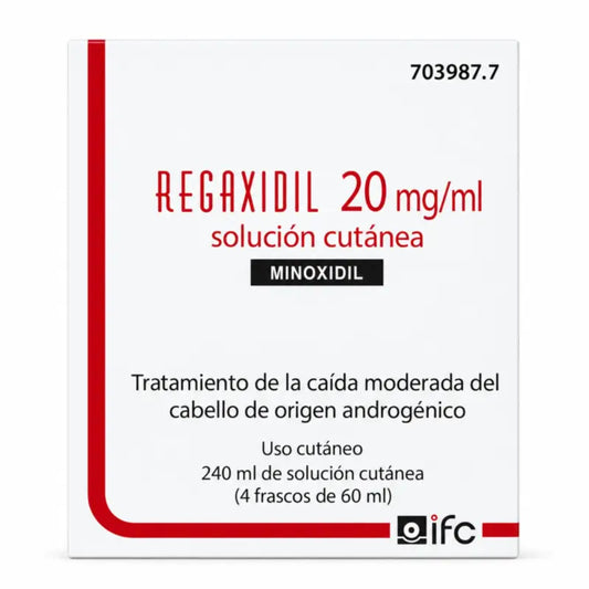 Regaxidil 20 Mg/ ml Minoxidil Solution Cutanée 4 Flacons de 60 ml