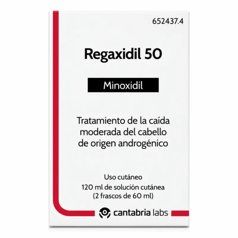Regaxidil 50 mg/ml Minoxidil Solution Cutanée 2 Flacons de 60 ml