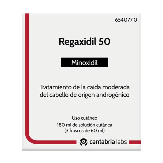 Regaxidil 50 mg/ml Minoxidil Cutaneous Solution 3 Bottles of 60 ml