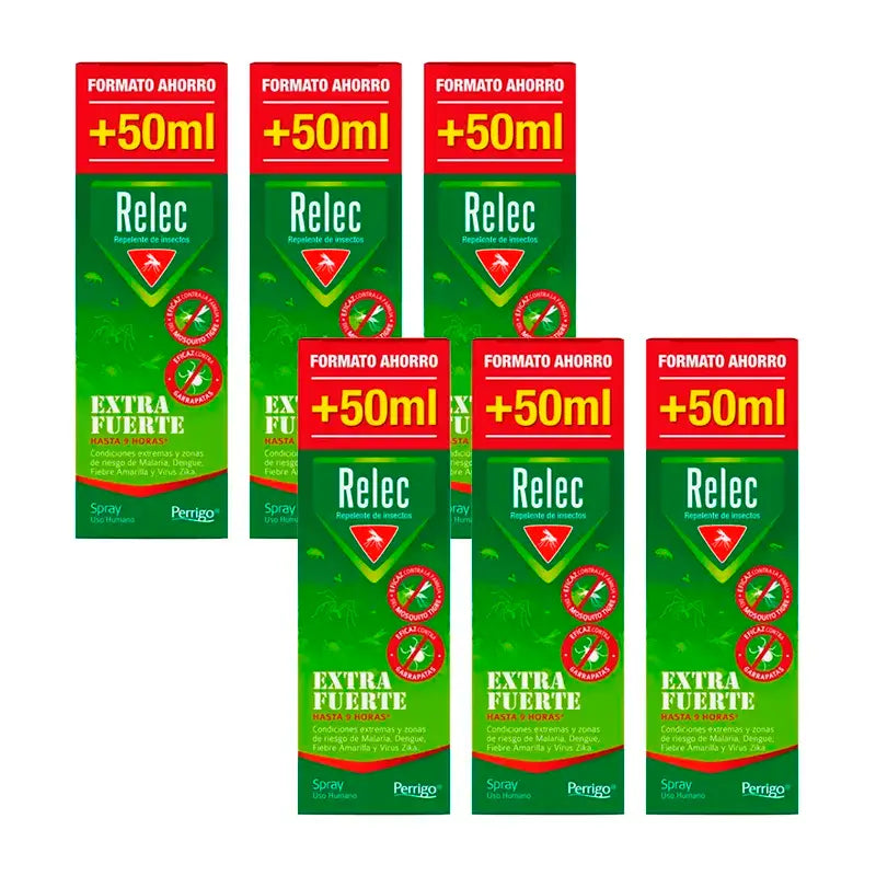 Relec Spray anti-moustiques extra fort, paquet de 6 x 125 ml