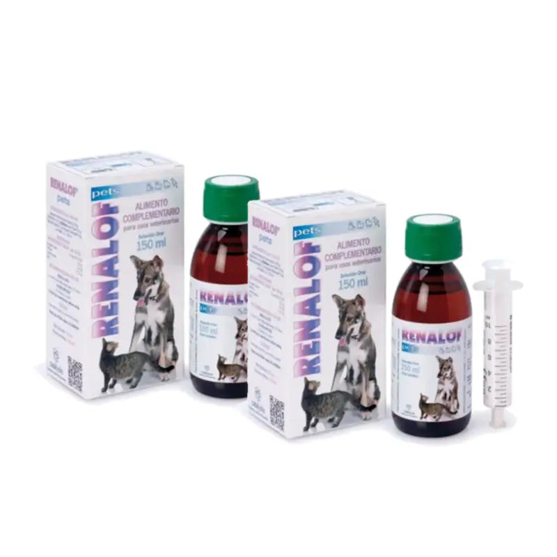 Renalof Pets Solution orale - Aliment complémentaire pour troubles rénaux, lot de 2 x 150 ml