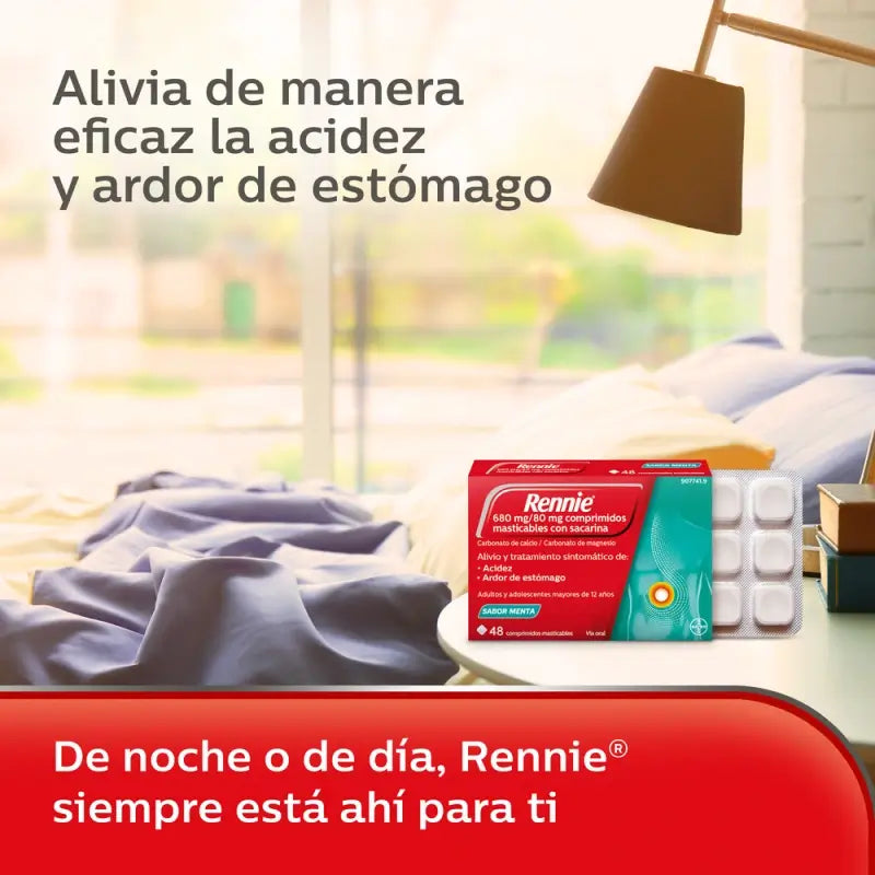 Rennie 48 comprimés à croquer avec saccharine Menthe poivrée