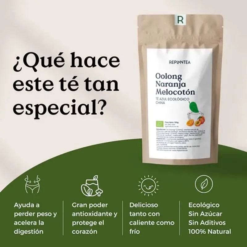 Replantea Thé bleu Oolong à l'orange et à la pêche, 100 g