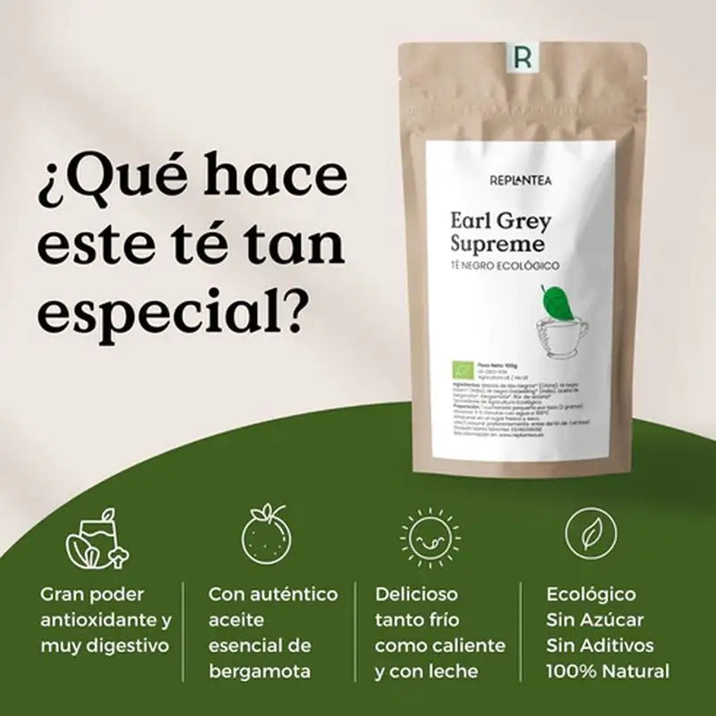 Replantea Earl Grey Supreme Thé noir biologique, 100 g