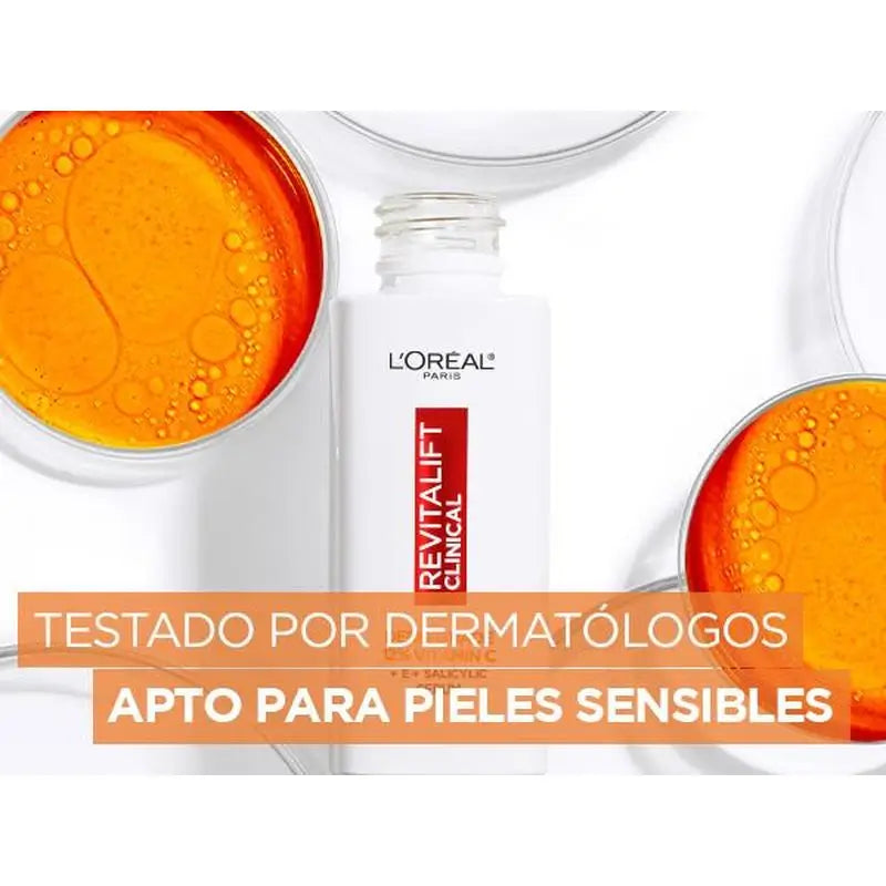 L'Oréal Paris Revitalift Clinical Serum [Wrinkle-Tone-Pores] avec 12% de vitamine C pure + vitamine E + acide salicylique.