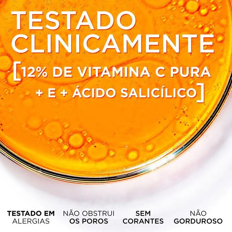 L'Oréal Paris Revitalift Clinical Serum [Wrinkle-Tone-Pores] avec 12% de vitamine C pure + vitamine E + acide salicylique.