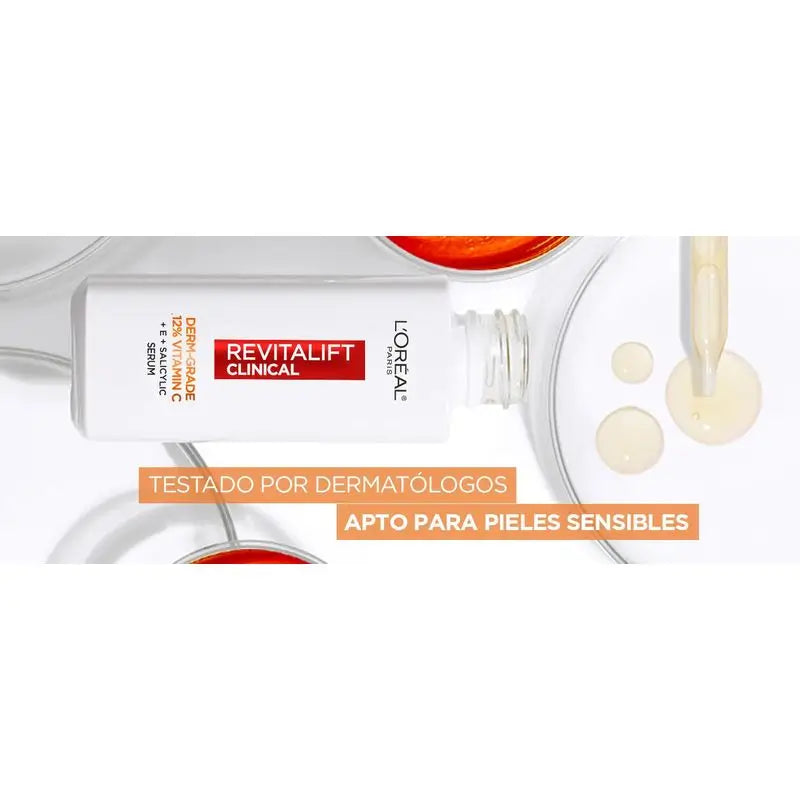 L'Oréal Paris Revitalift Clinical Serum [Wrinkle-Tone-Pores] avec 12% de vitamine C pure + vitamine E + acide salicylique.