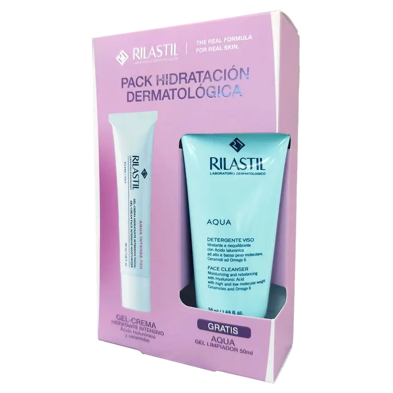 Rilastil Aqua Hydratant dermatologique pour le visage, 40 ml + 500 ml