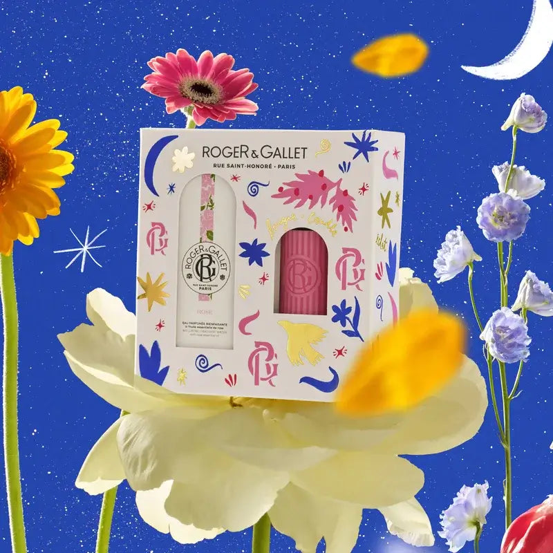 Roger & Gallet Eau parfumée Rose Wellness 100Ml + Bougie parfumée, 2 unités