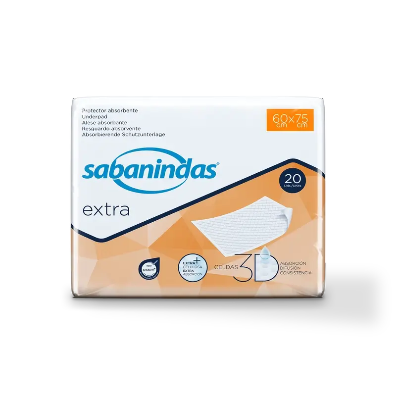 Sabanindas Extra Large Absorbent Pad 60 X 75 Cm. 20 pièces