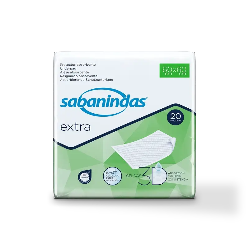 Sabanindas Tampon absorbant extra moyen 60 X 60 cm. 20 pièces