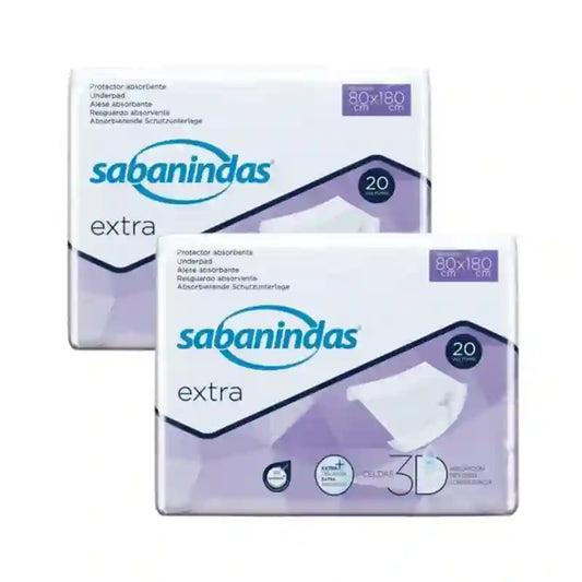 Sabanindas Coussin Absorbant Extra Ajustable 80 X 180 Cm. 3X20 unités
