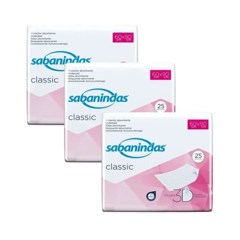Sabanindas Normal Absorbent Pad 60 x 90 cm, Pack 3 x 25 pcs.