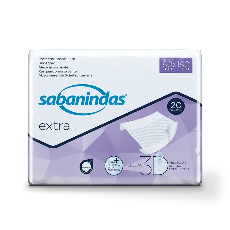Sabanindas Coussin Absorbant Extra Réglable 80 X 180 Cm. 20 pièces