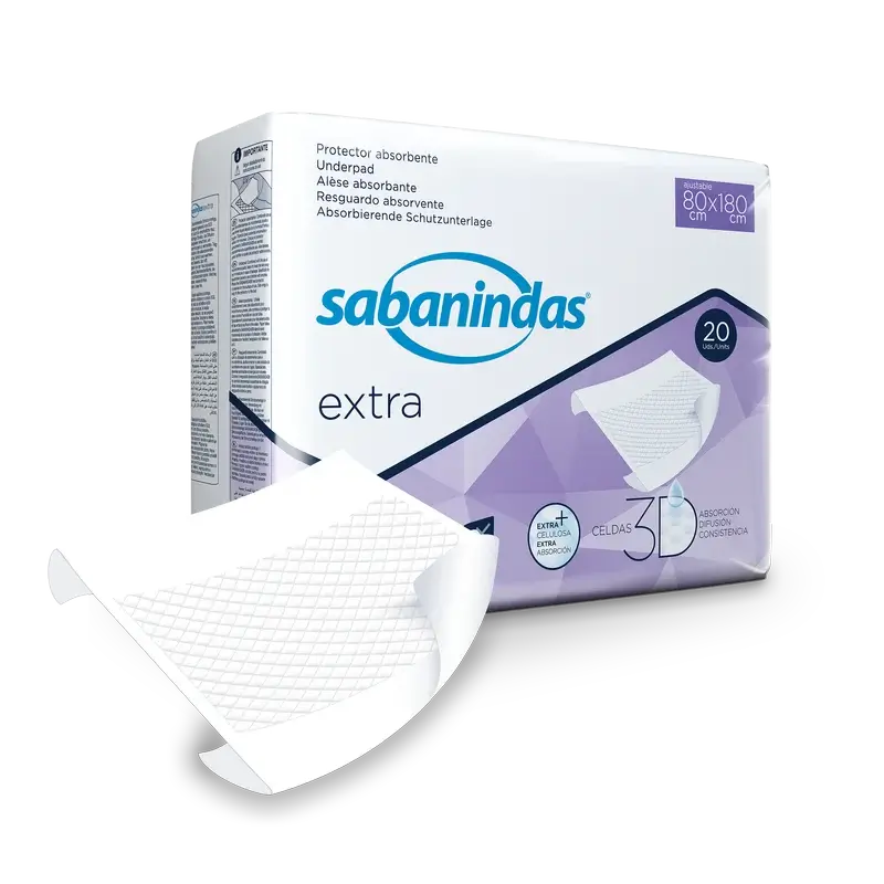 Sabanindas Coussin Absorbant Extra Réglable 80 X 180 Cm. 20 pièces