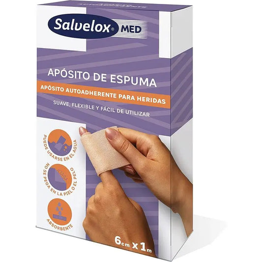 Salvelox Self-Adhering Foam Dressing, 1M X 6Cm Strip