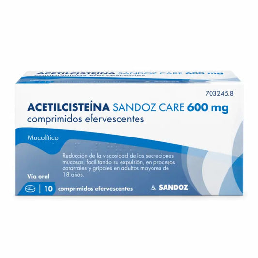 Acetylcysteine Sandoz Care Mucolitico 600 mg 10 comprimés effervescents