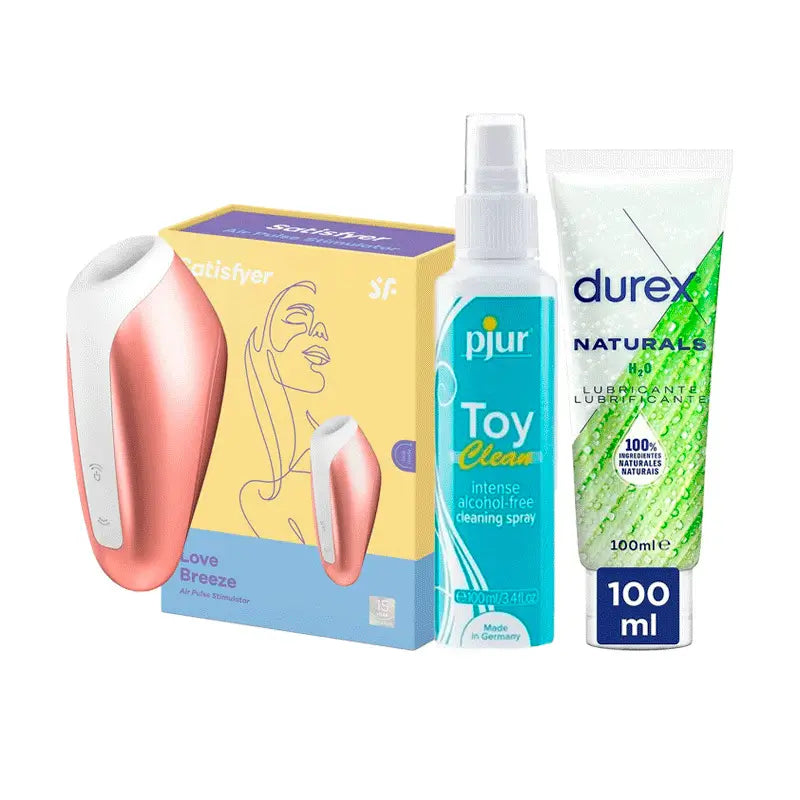 Satisfyer Air Pulse Love Sucker + Durex Natural Lubricant + Pjur Toy Cleaner
