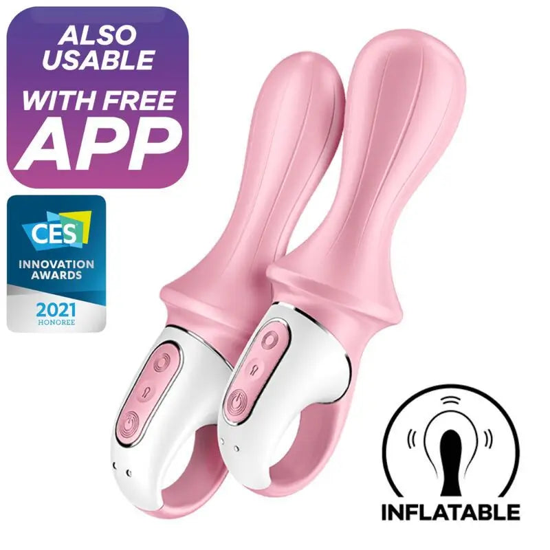 Satisfyer Connect Air Pump Booty 5+ Inflatable Anal Vibrator - Pink
