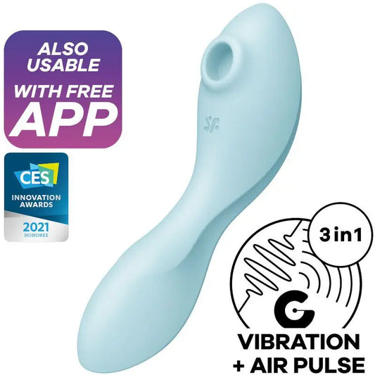 Satisfyer Connect Curvy Trinity 5 Stimulator & Vibrator App - Blue