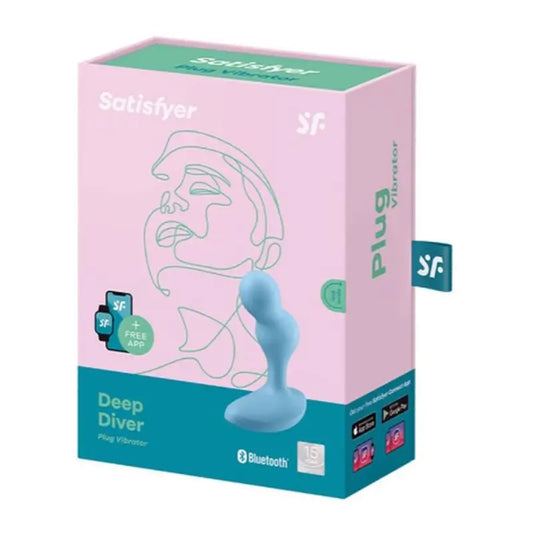 Satisfyer Connect Deep Diver Vibrating Plug App - Bleu