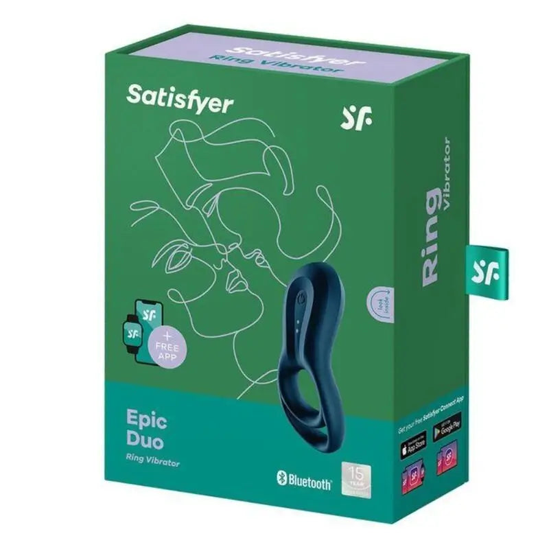 Satisfyer Connect Epic Duo Vibrating Ring App - Bleu