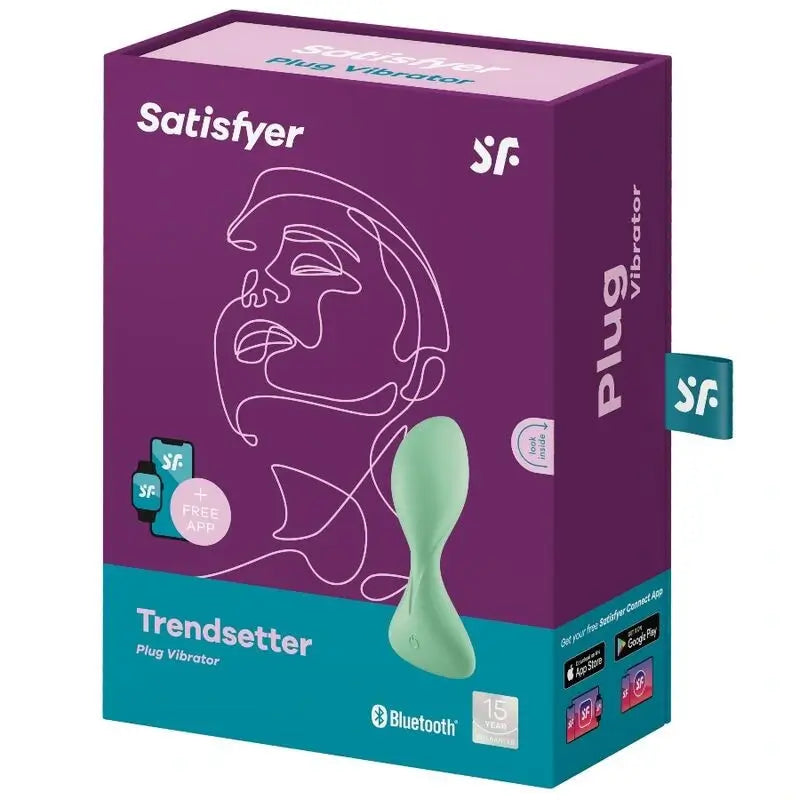 Satisfyer Connect Trendsetter Vibrating Plug App - Vert