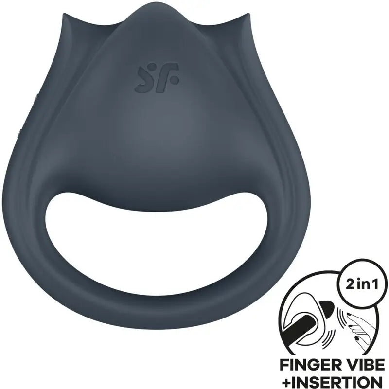 Satisfyer Perfect Pair 2 Multivibrator 2 en 1 anneau pénien et stimulateur de doigts Gris