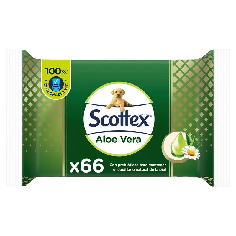 Papier hygiénique humide Scottex Aloe Vera, 66 unités
