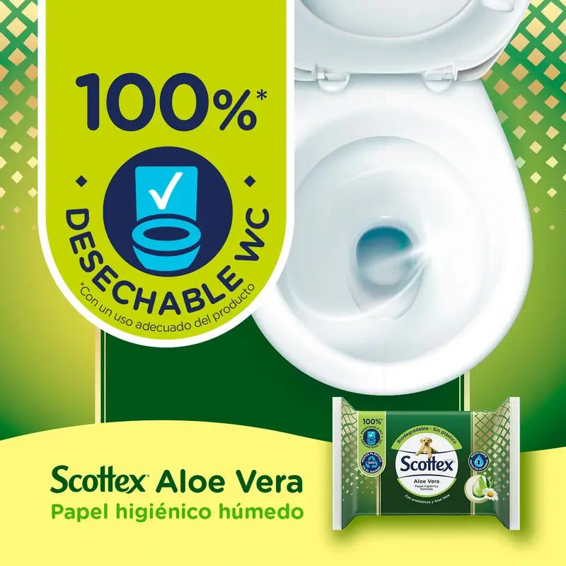Papier hygiénique humide Scottex Aloe Vera, 66 unités