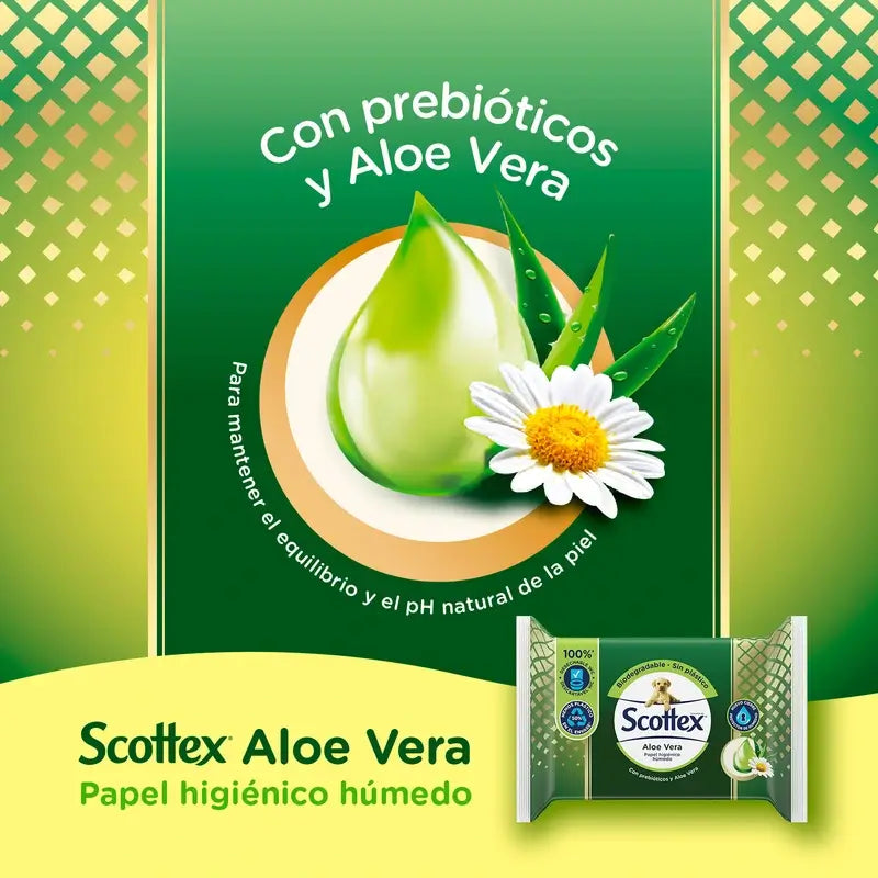 Papier hygiénique humide Scottex Aloe Vera, 66 unités