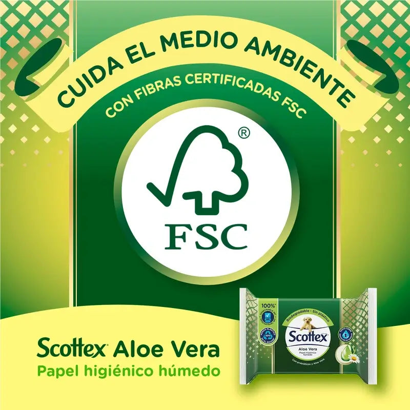 Papier hygiénique humide Scottex Aloe Vera, 66 unités