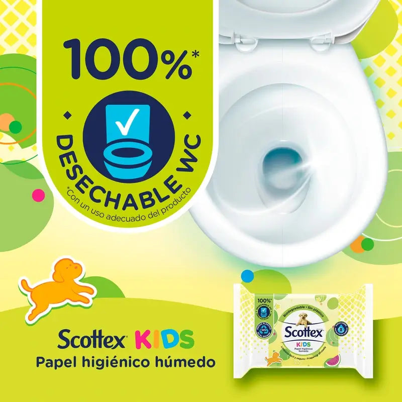 Papier hygiénique humide Scottex Junior, 74 unités