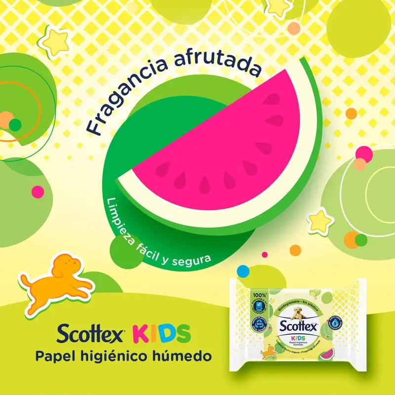 Papier hygiénique humide Scottex Junior, 74 unités