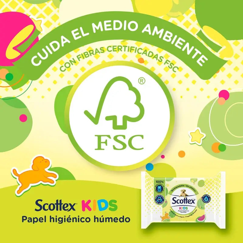 Papier hygiénique humide Scottex Junior, 74 unités
