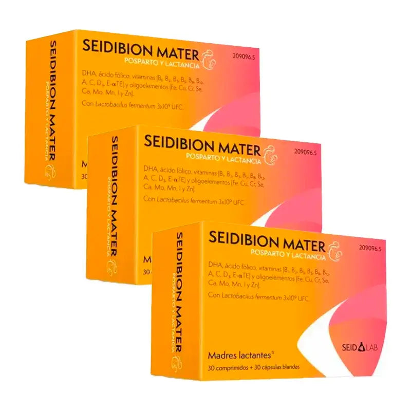 Seidibion Mater Postpartum et Lactation, Pack 3 x (30 comprimés + 30 gélules)