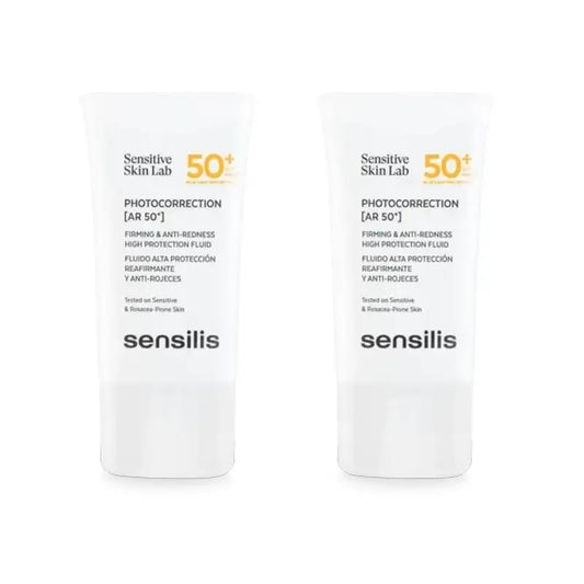 Sensilis Photocorrection [Ar Spf 50+] Fluide raffermissant et anti-rougeurs, 2X40 Ml