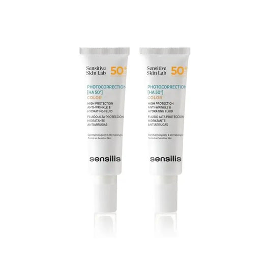 Sensilis Photocorrection [Ha 50+] Couleur hydratante et anti-rides, 2X50 Ml
