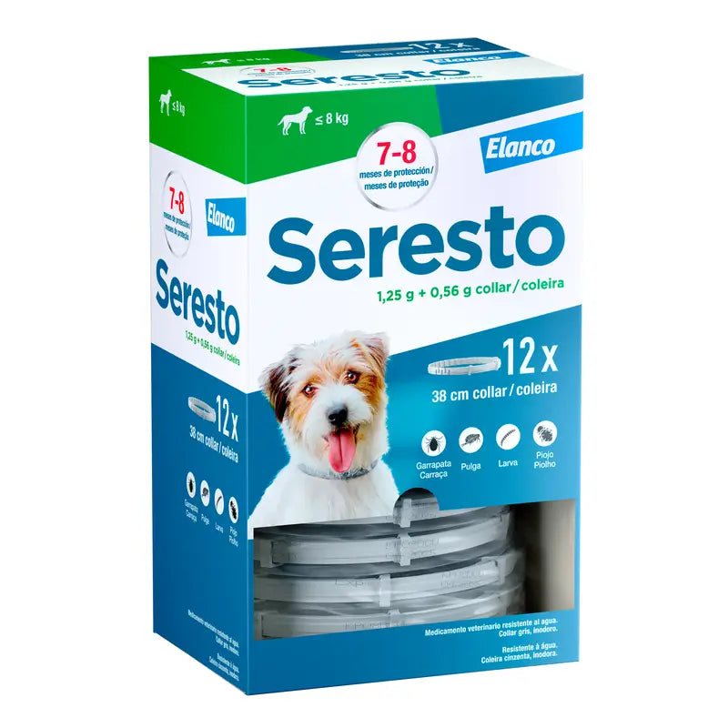 Seresto Collier antiparasitaire pour petits chiens < 8Kg Emballage clinique, 12 colliers