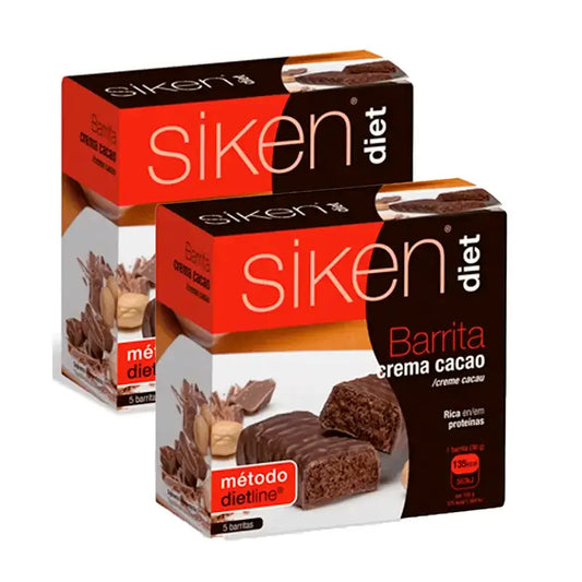 Siken Diet Barre de crème de cacao, paquet de 2 x 5 unités