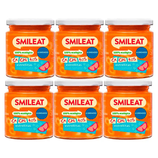 Smileat Petit pot avec morceaux de pâtes aux tomates, paquet de 6 x 230 Gr
