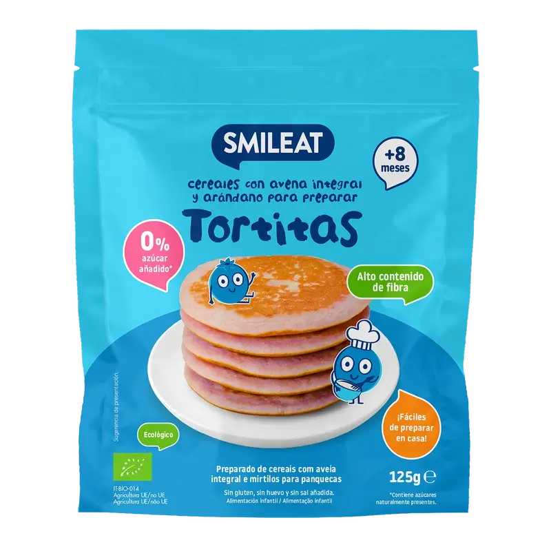 Smileat Mix Crêpes complètes à l'avoine et aux myrtilles , 125 gr ECO