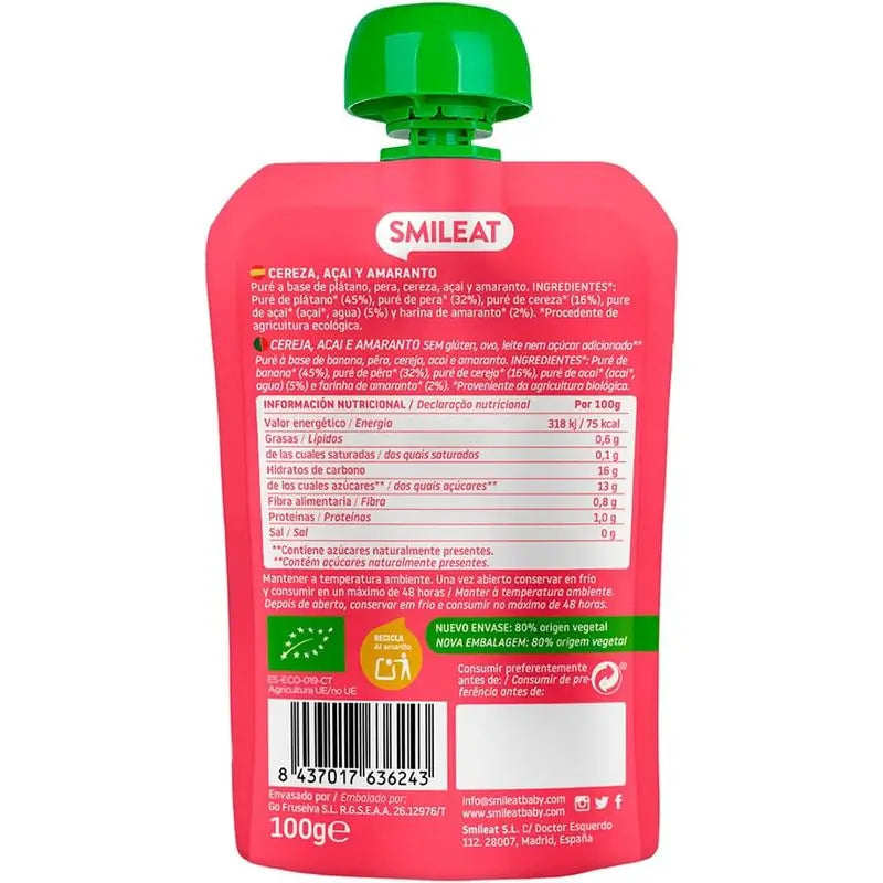 Smileat Sachet cerise, açaí et amarante, 100g