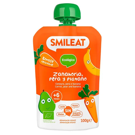 Smileat Poire, Carotte et Banane Pouch Eco , 100 g