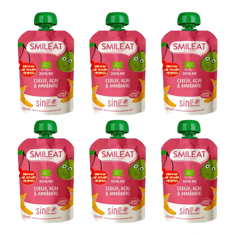Smileat Pouch Cerise, Açaï et Amarante 100 g, lot de 6