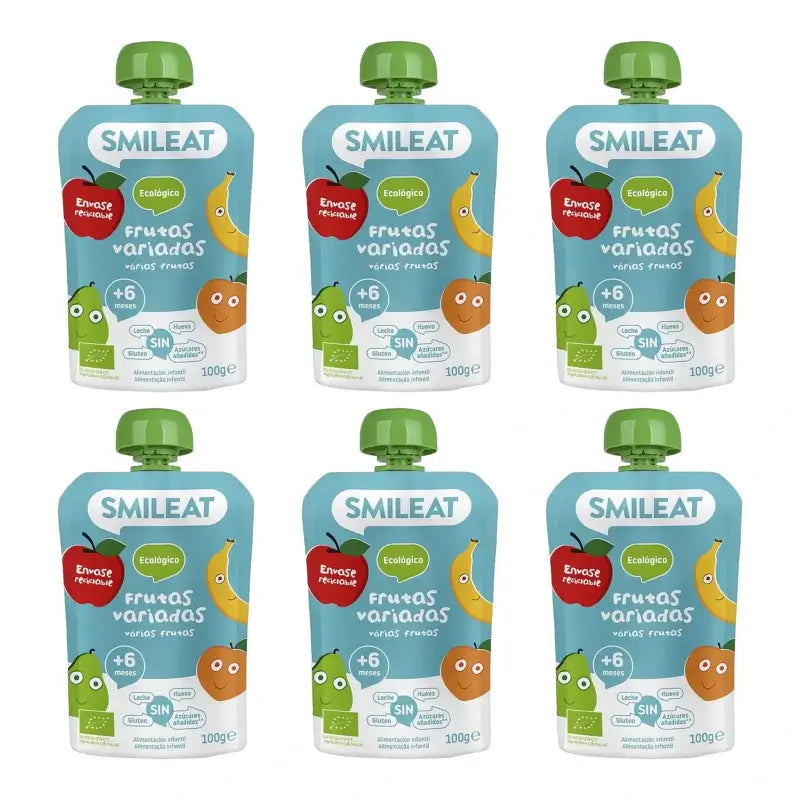 Smileat Pouch Assortiment de fruits 100 g, lot de 6