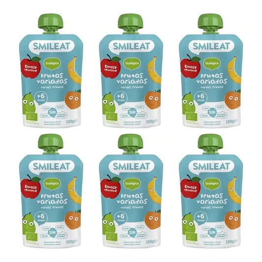 Smileat Pouch Assortiment de fruits 100 g, lot de 6