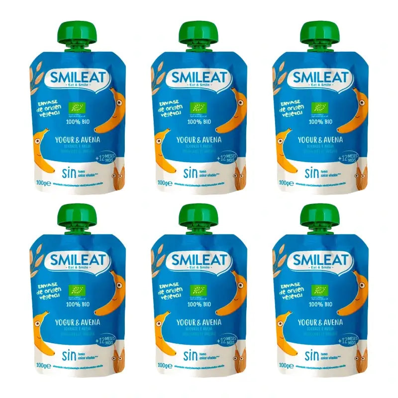 Smileat Pouch Yaourt et avoine 100 g, lot de 6